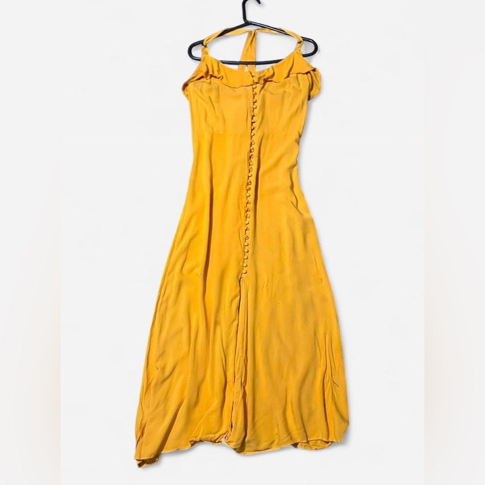 Yellow maxi dress with buttons and straps